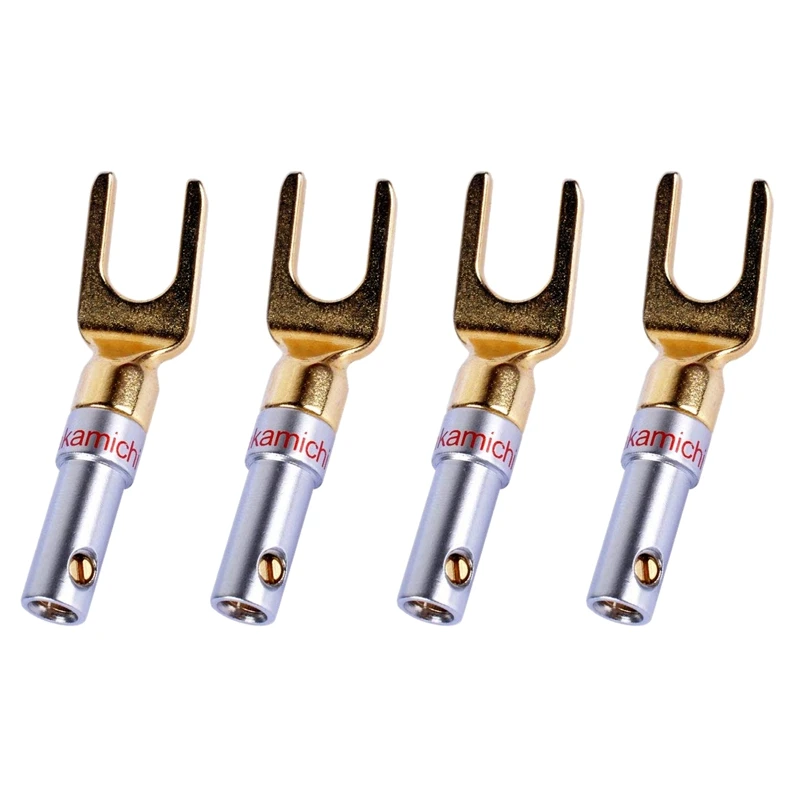 Y разъем 45 градусов Лопата Разъем для спикера провода DIY 8 пакет (4 черный 4 красный)