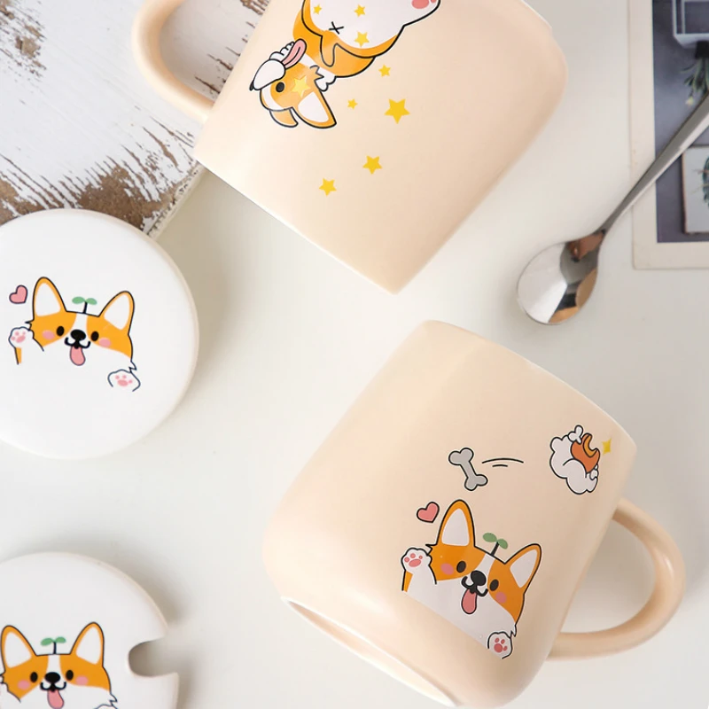 Кружка Керамическая с крышкой и ложкой 400 мл|Кружки| |