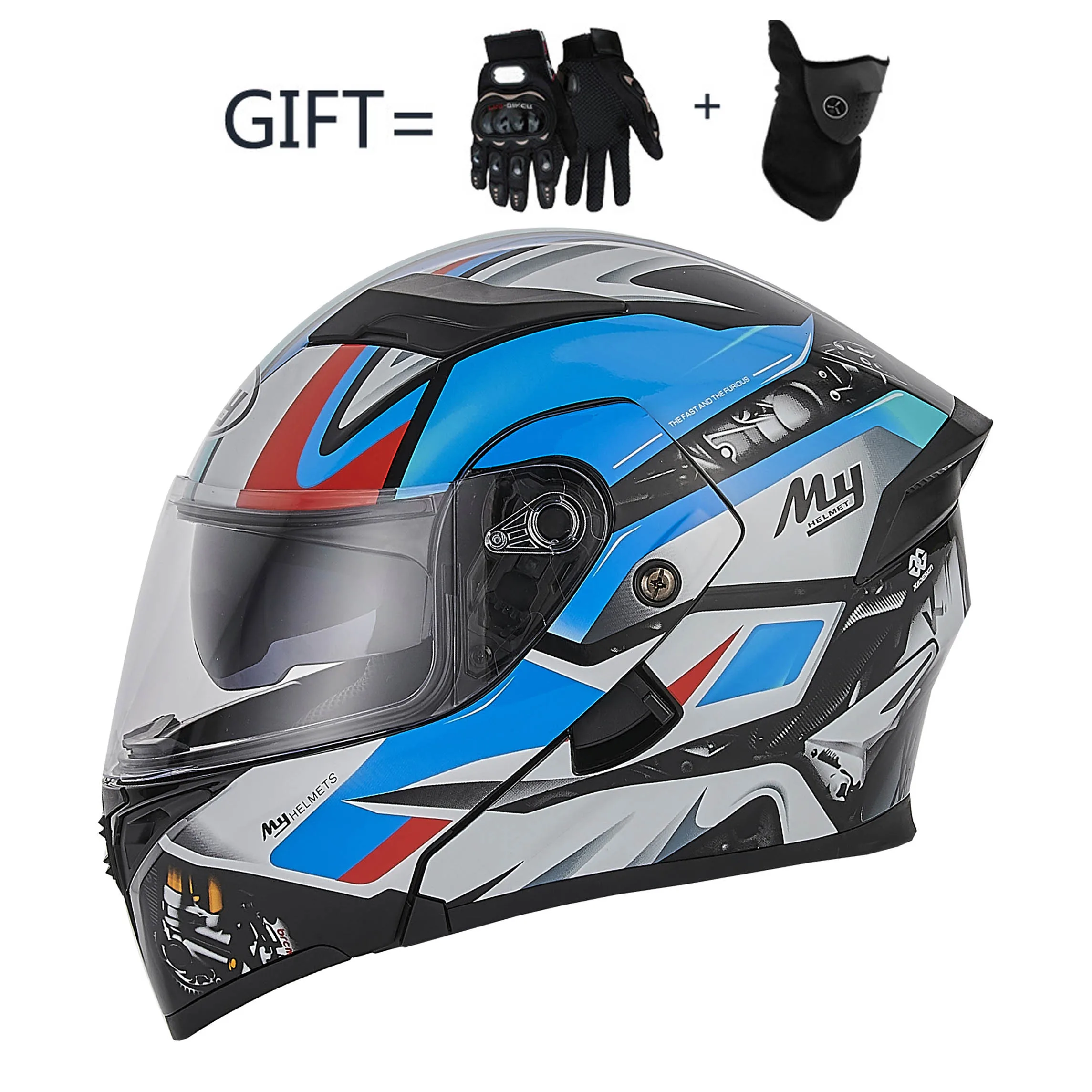 Latest DOT Approved Safety Modular Flip Motorcycle Helmet Voyage Racing Dual Lens Helmet Interior Visor Drop