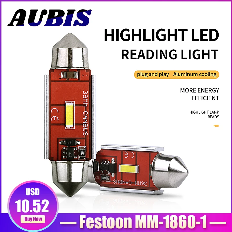 

10PCS High Bright C5W C10W Festoon LED Bulbs Canbus 31/36/39/41mm CSP 1860-1 For Car Interior Working Reading Light White Diode