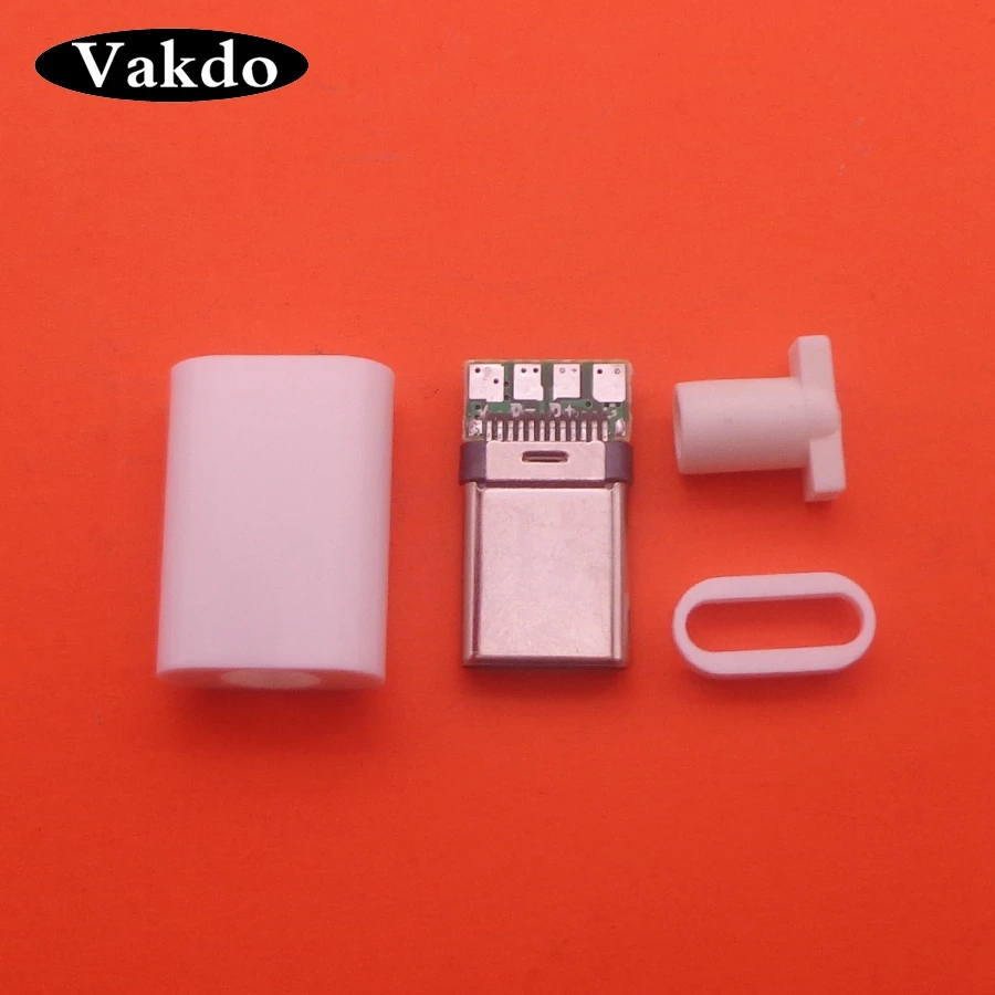 30 шт. USB 3 1 Тип C 2 0 штекер типа сварки USB-C 4 в разъем PCB Черный Белый | Компьютеры и
