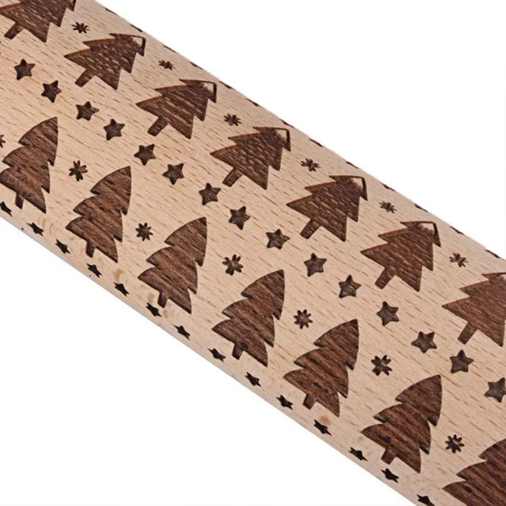 Bakng Mold Wood Tool Embossing Rolling Pin Cake Carving Gingerbread DIY Christmas | Дом и сад