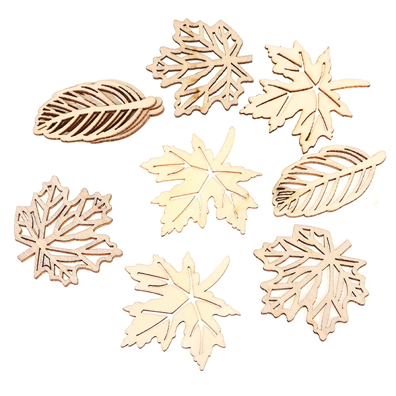 

10Pcs/Pack Natual Wooden Leaves Pattern Scrapbooking Painting Craft Handmade Accessory Sewing DIY Home Decoration 50-52mm