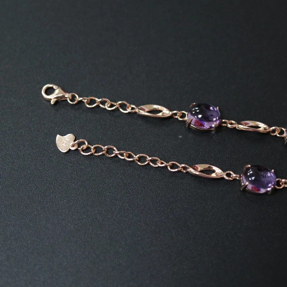 Аметист браслет натуральный драгоценный камень Овальный 7*9 мм с стерлингового