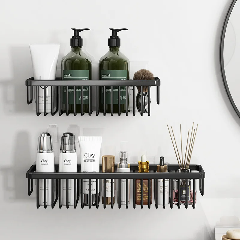 

Punch-free Bathroom Rack Square Storage Shelf Drain Rack Deepen Square Mesh Basket Wall-mounted Kitchen Spice Rack