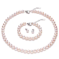 beautiful pearl set bridal girls jewelry sets 8 9mm near round natural freshwater pearl necklace set for women wedding gift