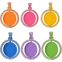 xuqian hot selling colorful round bezel base pendant trays with 25mm for diy crafting jewelry making accessories p0083