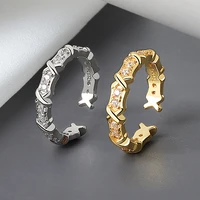 925 sterling silver geometric stars zircon adjustable ring minimalist fine jewelry for women party gift adjustable