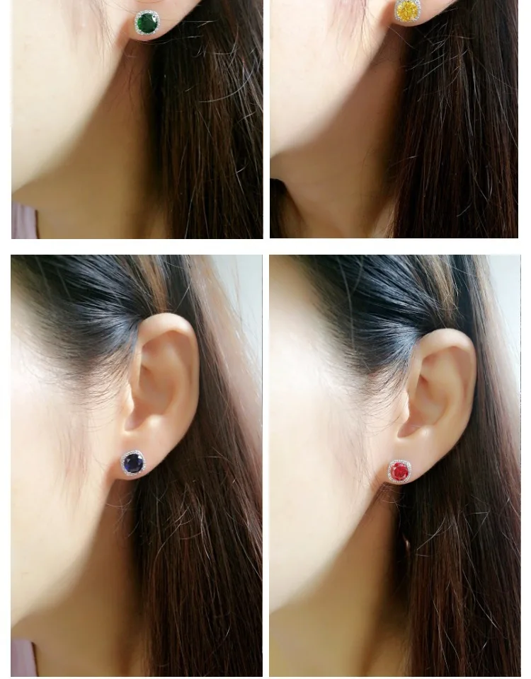 Женские серьги гвоздики квадратной формы Серебристые с фианитом 8 мм 5