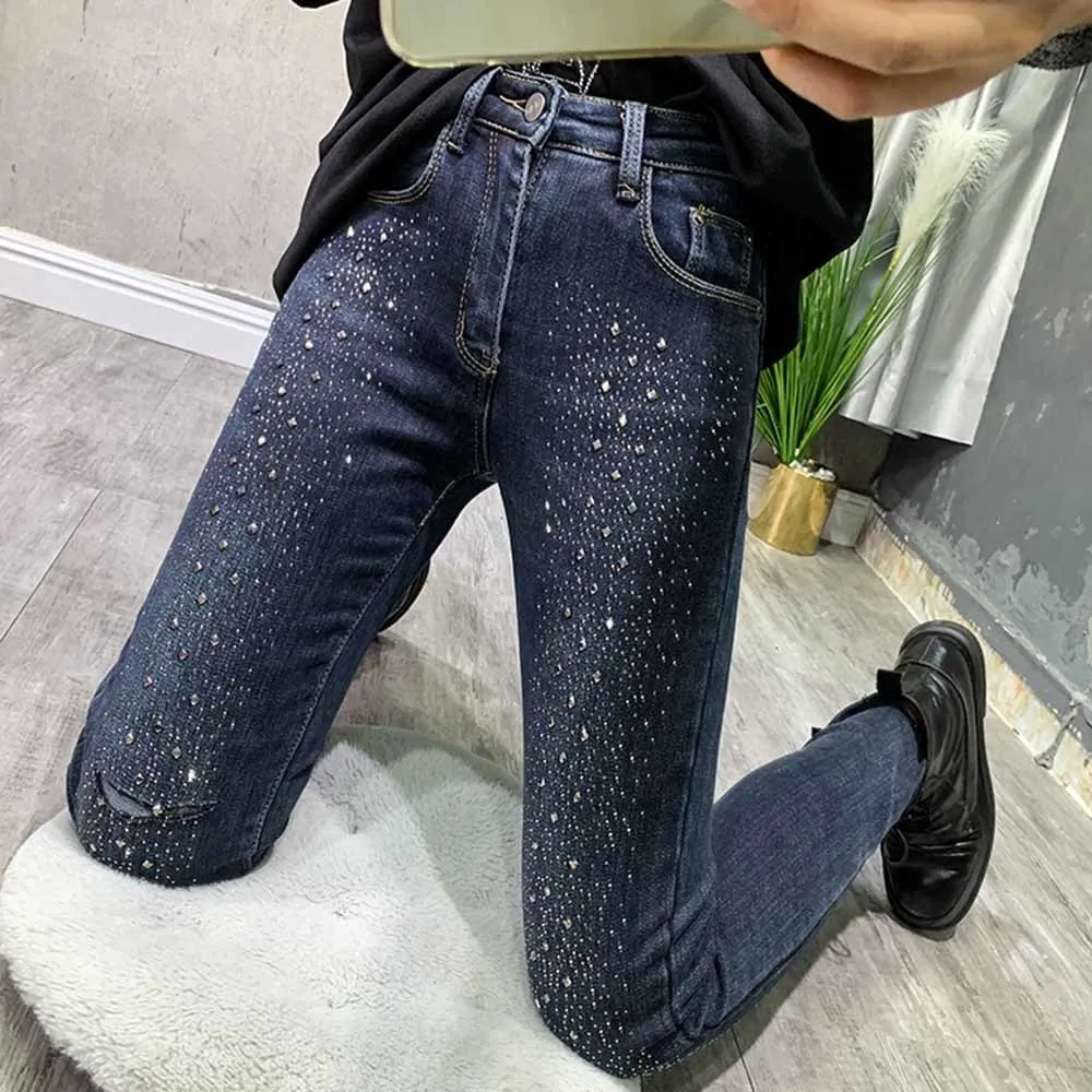 Новинка осени 2021 хлопковые стройнящие брюки-карандаш модные женские джинсы в