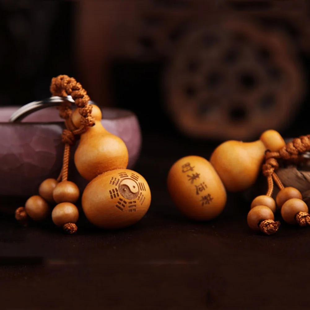 Горячая Китайская традиционная удачи брелок Тыква милые мини-персик из дерева