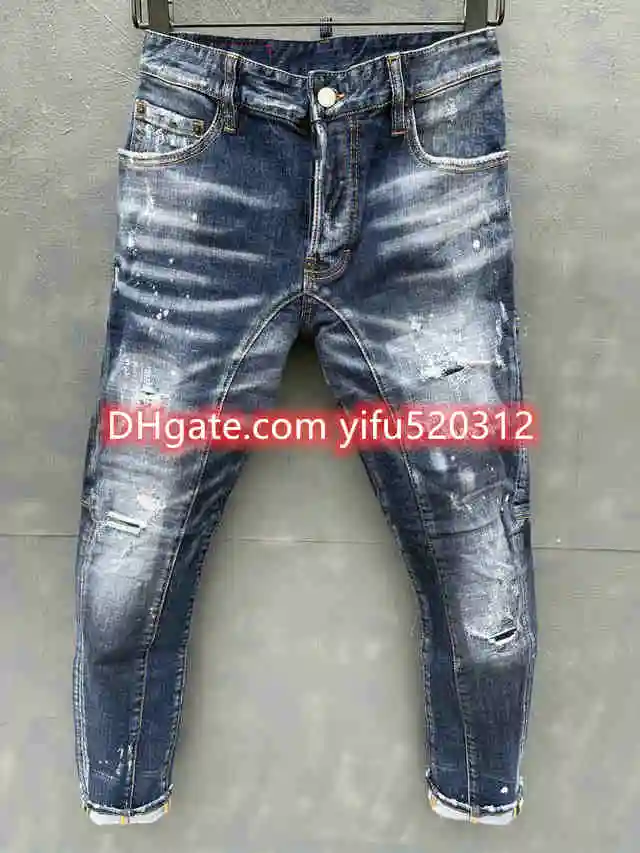 

21ss Mens pants skinny jeans light wash ripped pants Long Straight Zipper Fly motorcycle rock revival jeans joggers true