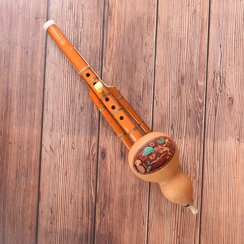Китайская ручная работа Hulusi коричневая бамбуковая Тыква Cucurbit Flute этнический C