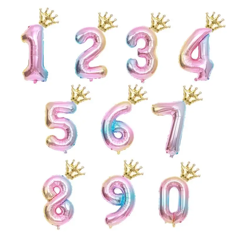 

32 Inches Rainbow number Foil Balloons air Balloon birthday party decorations kids Rose gold pink silver blue 0-9 Digit ball