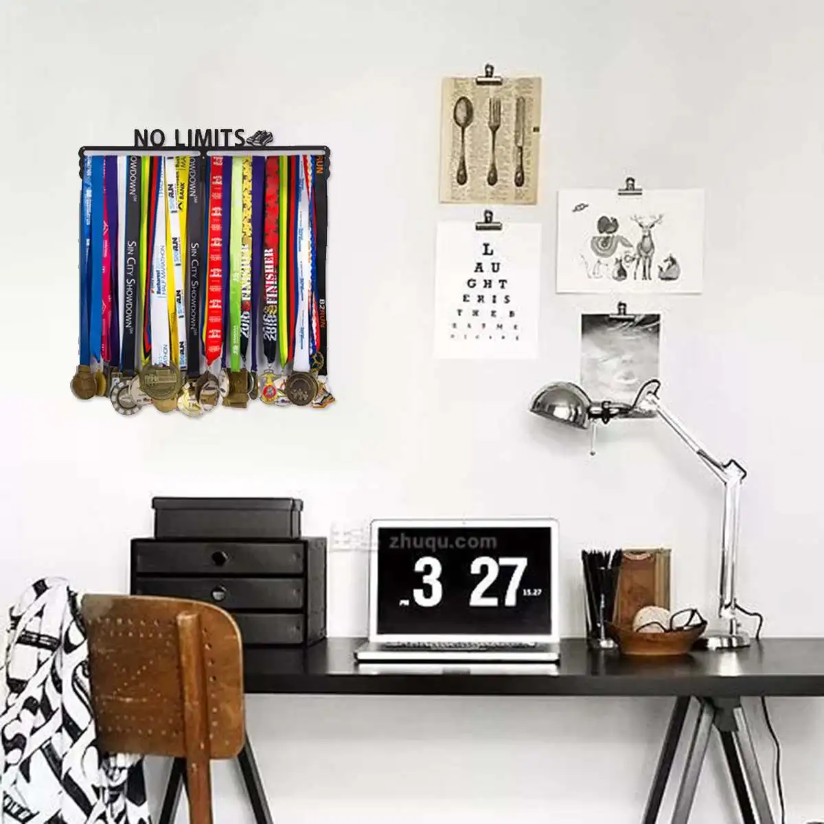 Вешалка для медали держатель из черного железа на 60 медалей спорта бега марафона