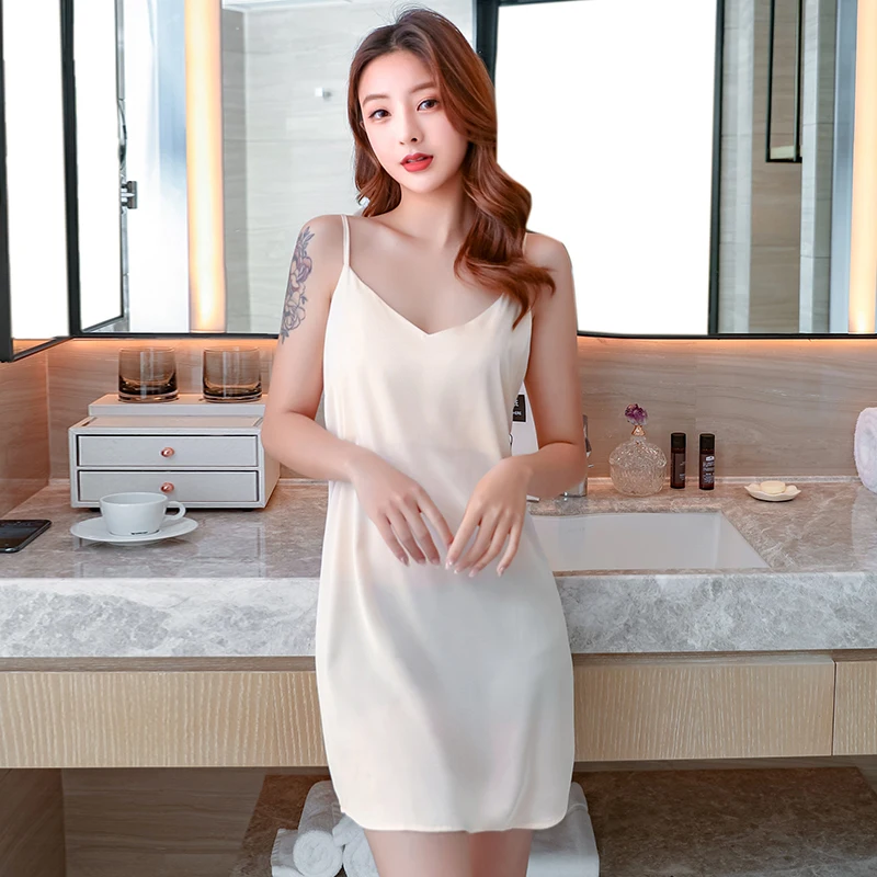 

Lingerie Sexy Womens Chemise Nightgown Full Slip Babydoll Lounge Dress V Neck Nighties M-XL