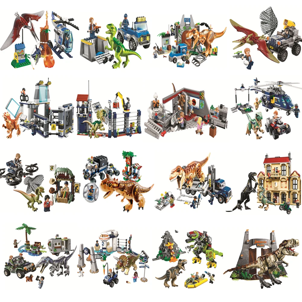 

World Park Building Block Rex Pterosauria Tyrannosaurus Triceratops Escape Compatible Lepinblocks Dinosaur Kids Toys