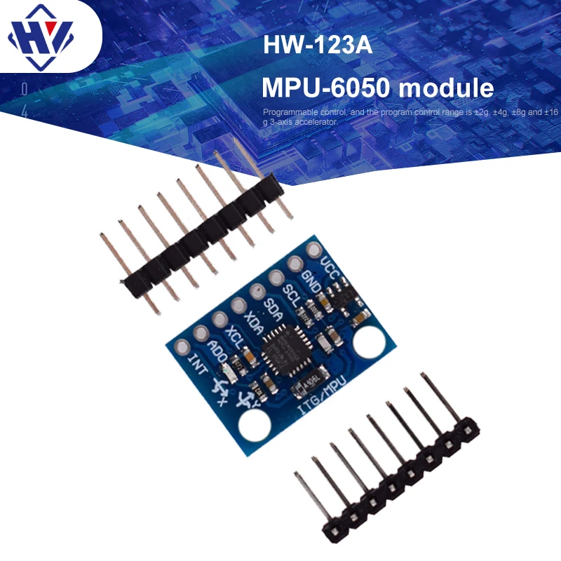 

GY-521 MPU6050 Sensor Module 3 Axis Gyroscope Sensors Accelerometer 6DOF Module W/ Pins DC 3-5V Black/ Yellow Tantalum Capacitor