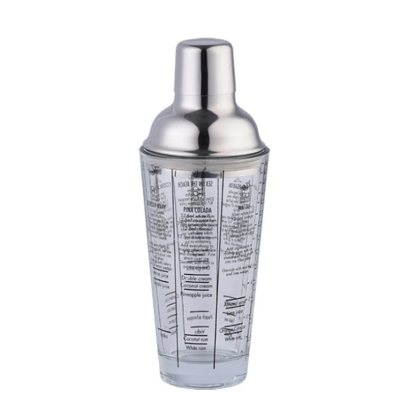 

Professional Bartender Cocktail Shaker Stainless Steel and Glass with Scale N0PA