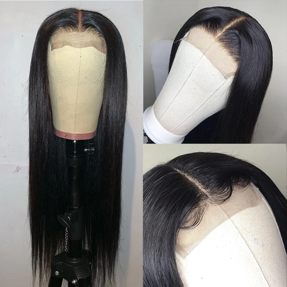 Meetu 4x4 Lace Closure Wig Indian Human Hair Wigs Pre-Plucked With Baby Hair Remy Straight Lace Front Human Hair Wigs For Women