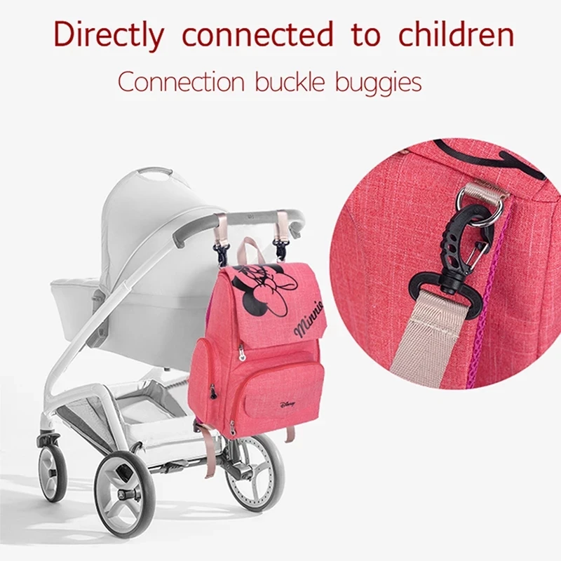 

Disney USB Stroller Backpack Fashion Mother Diaper Bag Large Capacity Nursing Bag Mickey Travel Baby Equipment To Send Free Hook