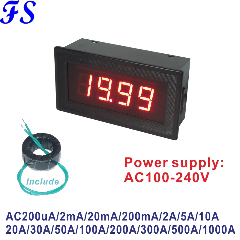 YB5135B AC 220V Power Supply Ampere Tester Current Meter with CT 200uA 20mA 200mA 10A 20A 50A 100A 200A 500A 1000A | Инструменты
