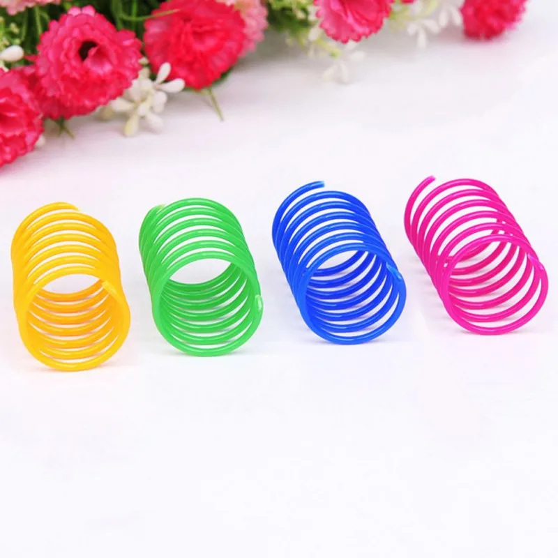 4 шт. весенние игрушки для кошек широкие прочные пластиковые цветные пружины