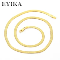 eyika high quality copper women snake chain necklace gold silve color flat herringbone link choker for girls minimalist jewelry