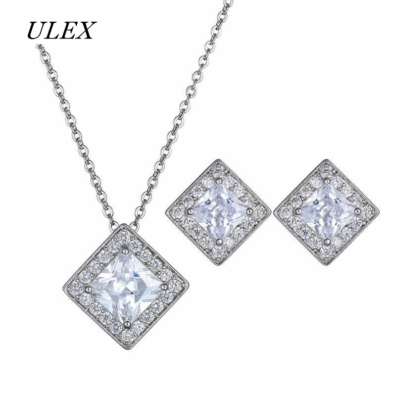 ULEX Роскошный AAA циркон оливковая ветка кулон набор для женщин Мода белый розовое