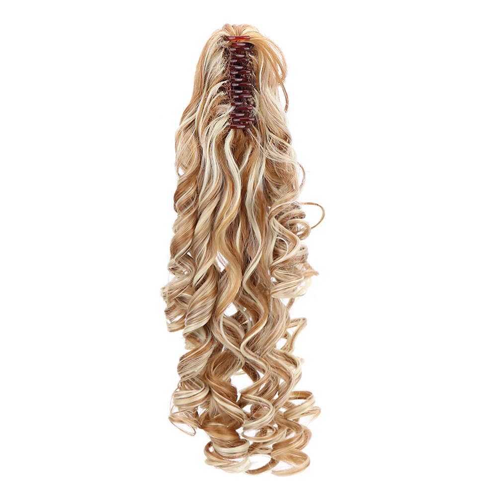 Free Beauty 18'' Women's Pony Tail Hair Piece Synthetic Claw Clip Wavy Long Curled in Hair Extensions Wig for Women Girls Lady