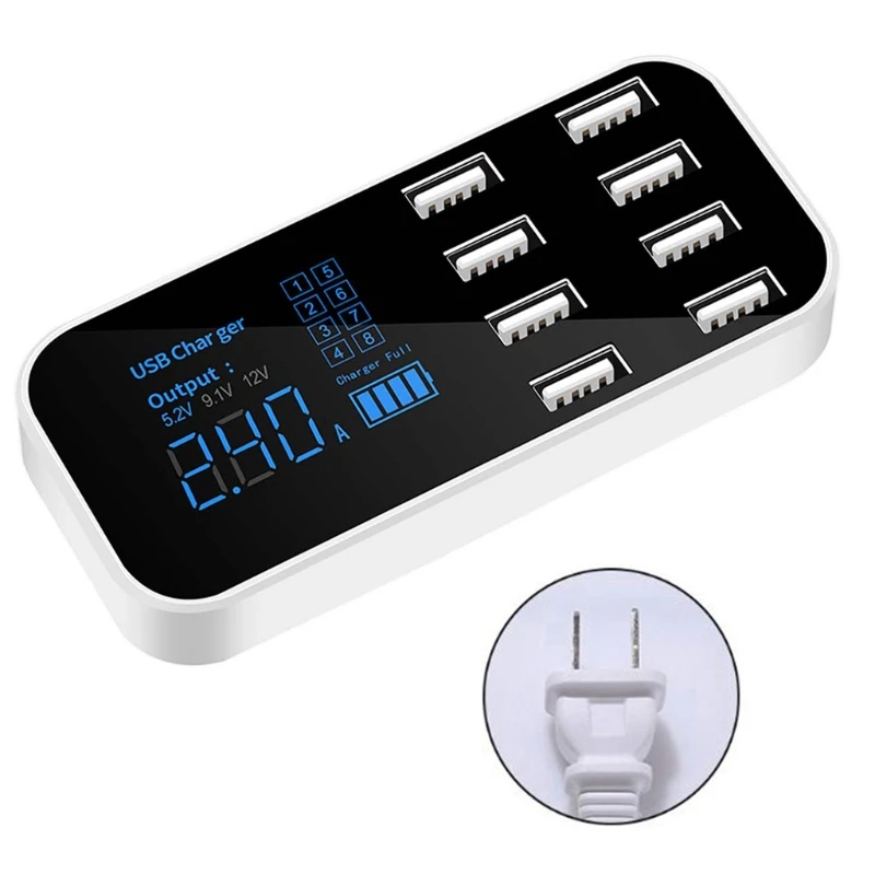 

8Ports USB 2.4A Wall Charger LED Display Charging Hub For Mobile Phone Tablet X3UB