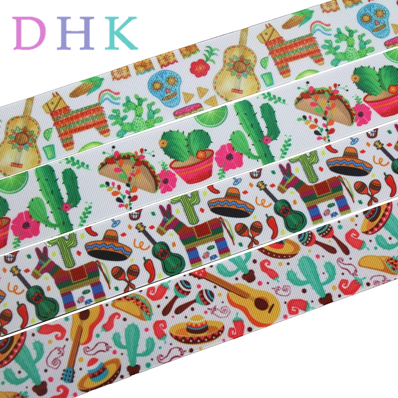 DHK 1 5 'Ƌ ярдов Мексика Кактус Гитары напечатан grosgrain ленты ленточный аксессуар