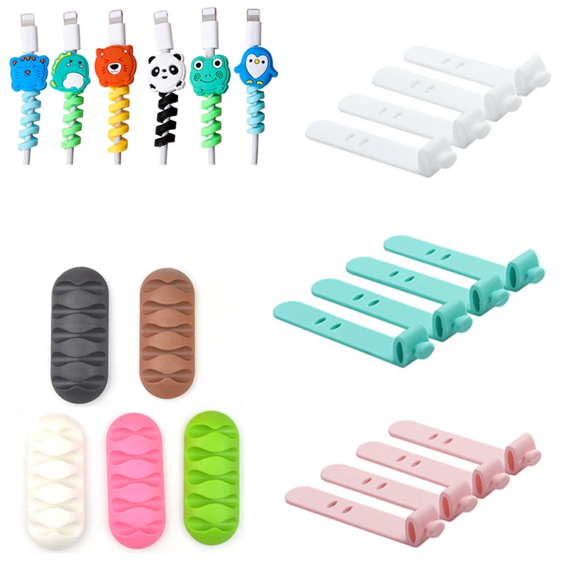 1 шт./4 шт. намотка для кабеля наушников силиконовая на крючок мультяшная