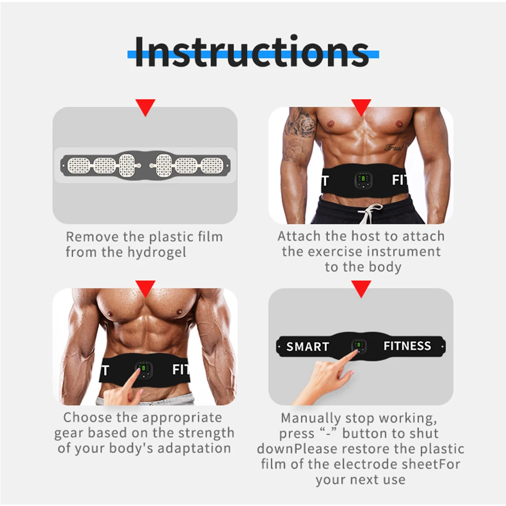 

EMS Muscle Stimulation Fitness Trainer Belt USB Rechargeable LED Display Abdominal Muscle Massage Body Slimming Massager Unisex
