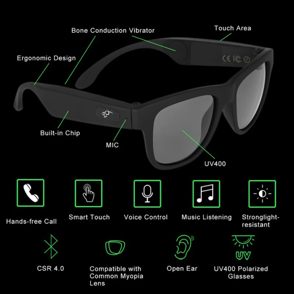 구매 스마트 블루투스 안경 하이 엔드 스마트 선글라스 자외선 차단 선글라스 골전도 무선 헤드셋 마이크 안경
