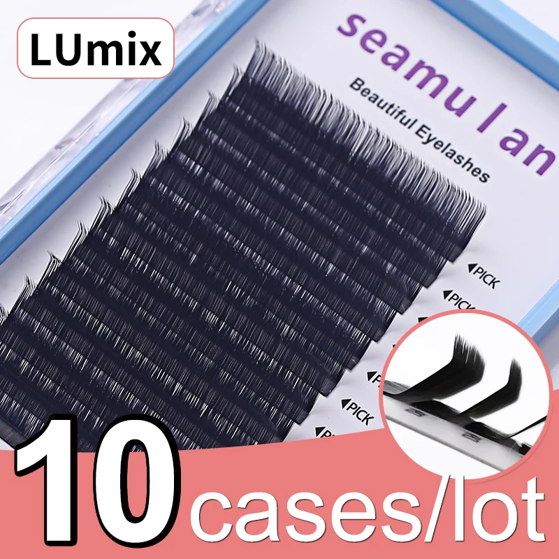 10cases/lot LU-Curl mix premium natural synthetic mink individual eyelash extension makeup cilia professional false eyelashes