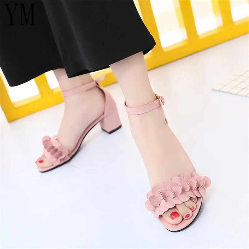 Женские замшевые Босоножки с открытым носком на высоком каблуке 5 см | Обувь