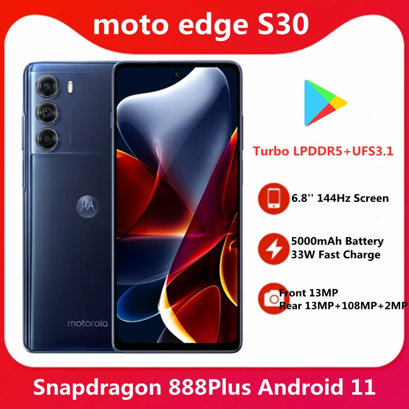 Motorola MOTO Edge S30 смартфон с 5 5-дюймовым дисплеем 6 8 мАч 13 МП Android 11 | Мобильные телефоны