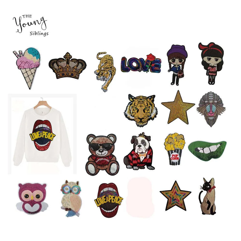 Нашивка для одежды из мультфильма животные аппликация с блестками Значки губ и