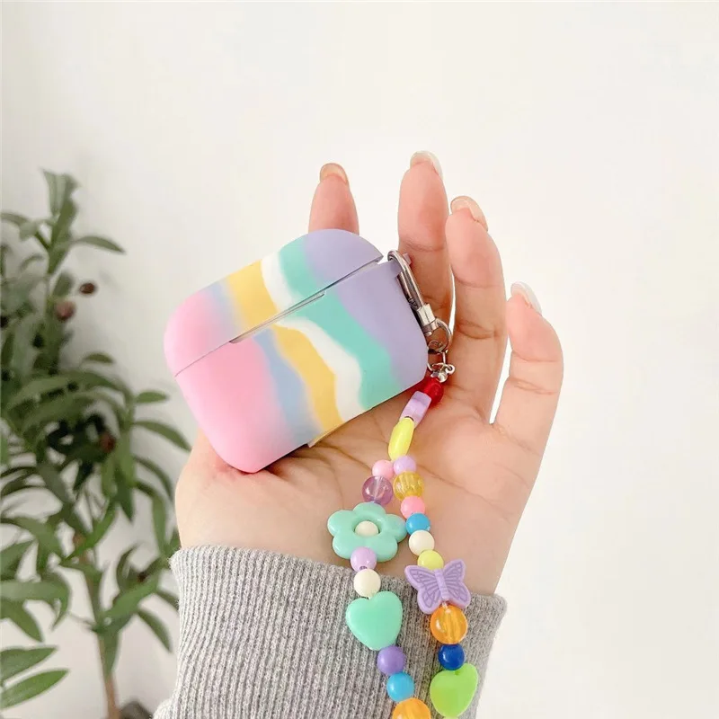 

Soft Silicon Case for Airpods 1 2 Pro Rainbow Colors Earphone Protective Cover Waterproof Headset Accessories pinkycolor cute