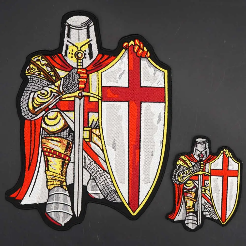 Большой Байкерский значок Crusader Knight Templar с вышивкой тканевый кожаный пиджак