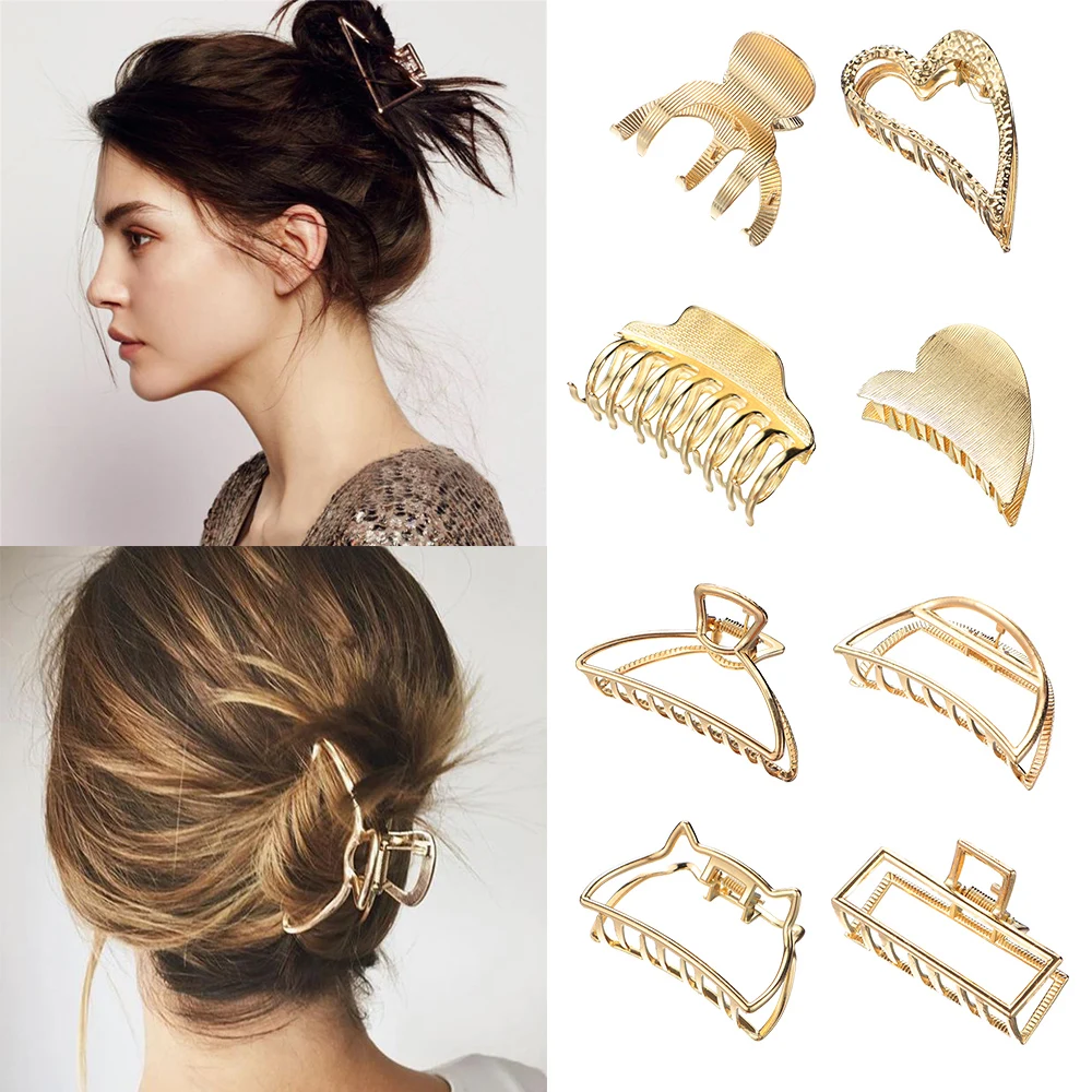 1Pc Metal Hair Claws Clip Women Girl Simple Fashion Geometric Crab Barrette Hairpin Ponytail Hairgrips Accessories Headwear |