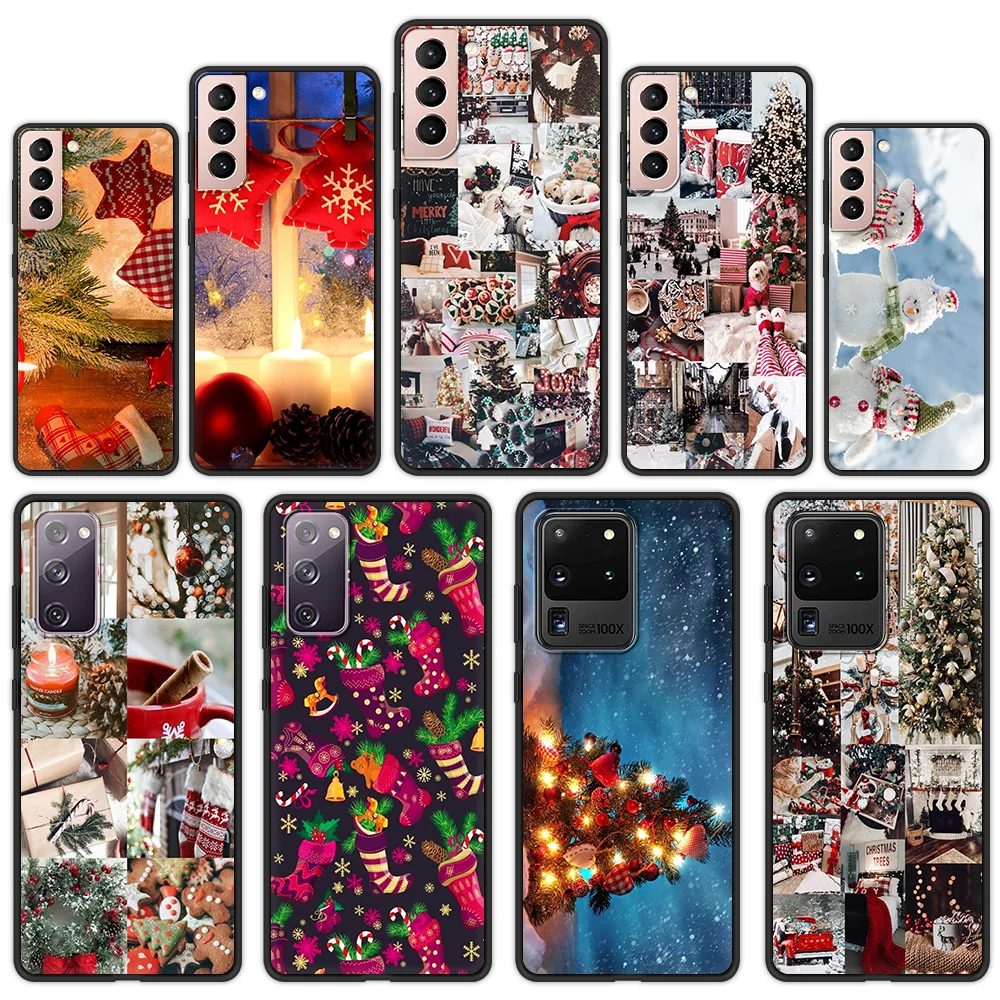 

Merry Christmas Gift Phone Case For Samsung Galaxy S21 Ultra S20 FE S10 S9 Plus S10E S8 Note 20 10 Lite Silicone Black Cover