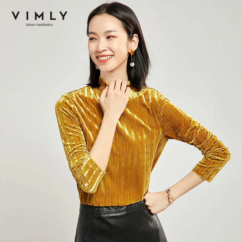 Vimly пуловеры Топы для женщин модная однотонная Водолазка с длинным рукавом