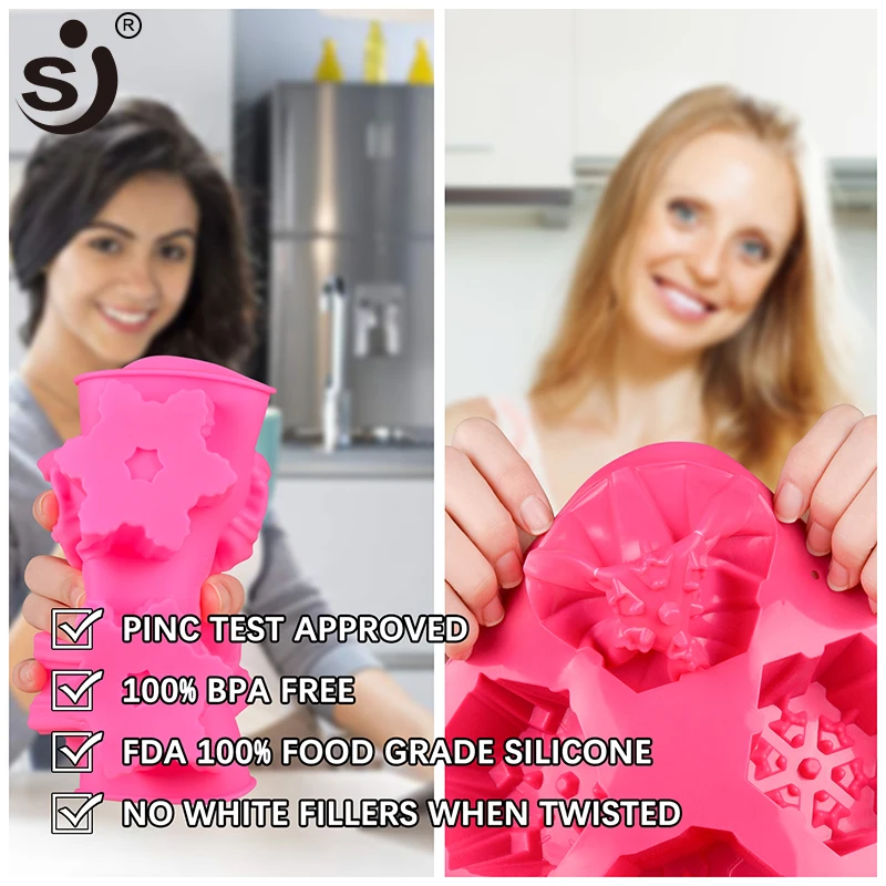 SJ 2 снежинки силиконовые формы для мыла мыльницы ручной работы Рождество Пресс 3D