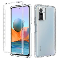 2 in 1 rugged armor transparent acrylic shockproof case for xiaomi redmi note 10 pro max 9s 9t 9 power poco m3 x3 pro back cover