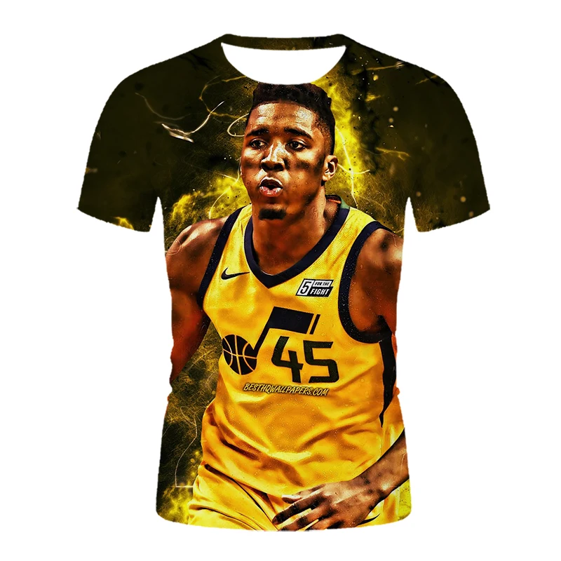 

Summer new men's printed basketball player T-shirt loose and breathable Harajuku O-neck short-sleeved street wild plus size top
