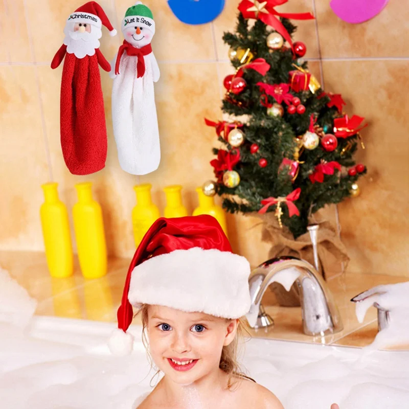 

Christmas Handcloth Santa Claus Snowman Bathroom Water Absorbing Towels Suitable for Home Dining Room Hotel Christmas Handcloth