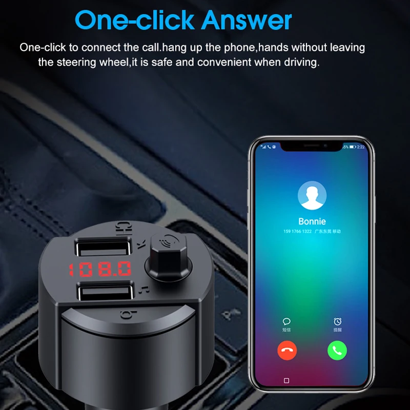 FM трансмиттер C4 автомобильный с Bluetooth и двумя USB портами|Автомобильный комплект