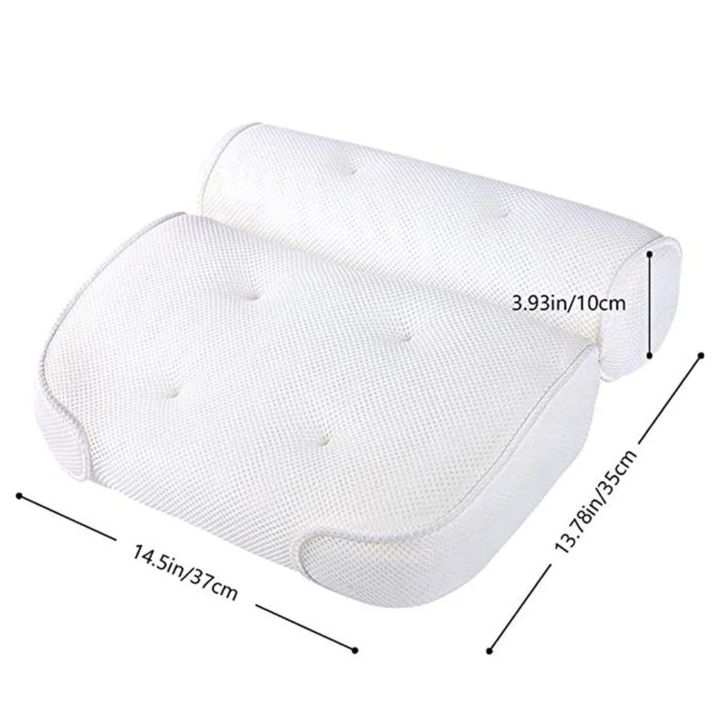 

Hot 3D Mesh Spa Antislip Cushioned Bad Spa Kussen Bad Head Rest Kussen Met Zuignappen Voor Hals en Terug Badkamer Supply